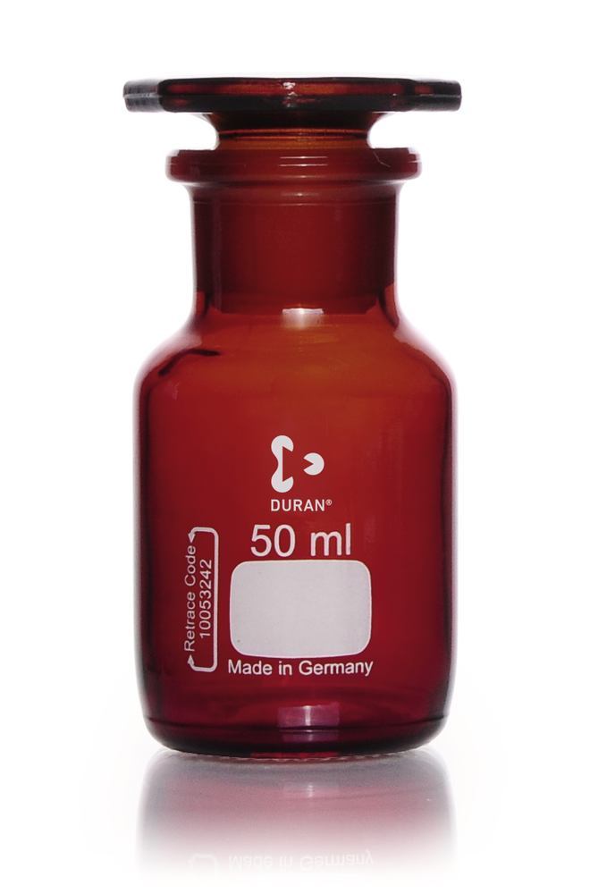 Wide neck storage bottle, glass stopper, DURAN®, amber, 50 ml, 1 unit(s) - Luminix Health