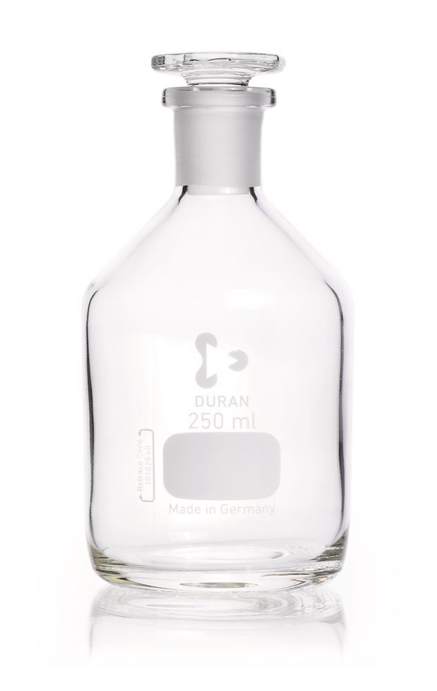 Narrow neck storage bottl., glass stopp., DURAN®, clear glass, 250 ml, 1 unit(s) - Luminix Health