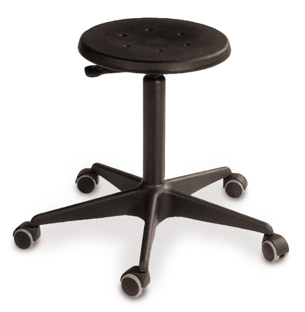 Stool, standard castors, rollers, PU, black, seat height 420 - 620 mm, 1 unit(s) - Luminix Health