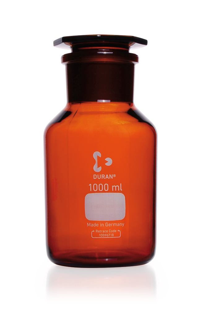 Wide neck storage bottle, glass stopper, DURAN®, amber, 2000 ml, 1 unit(s) - Luminix Health