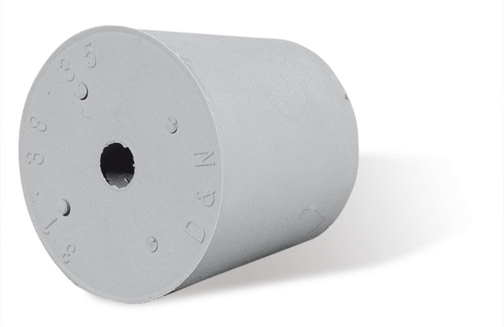 Rotilabo®-stoppers w. hole, nat. rubber, Ø borehole 7 mm, Ø bottom 31 mm - Luminix Health