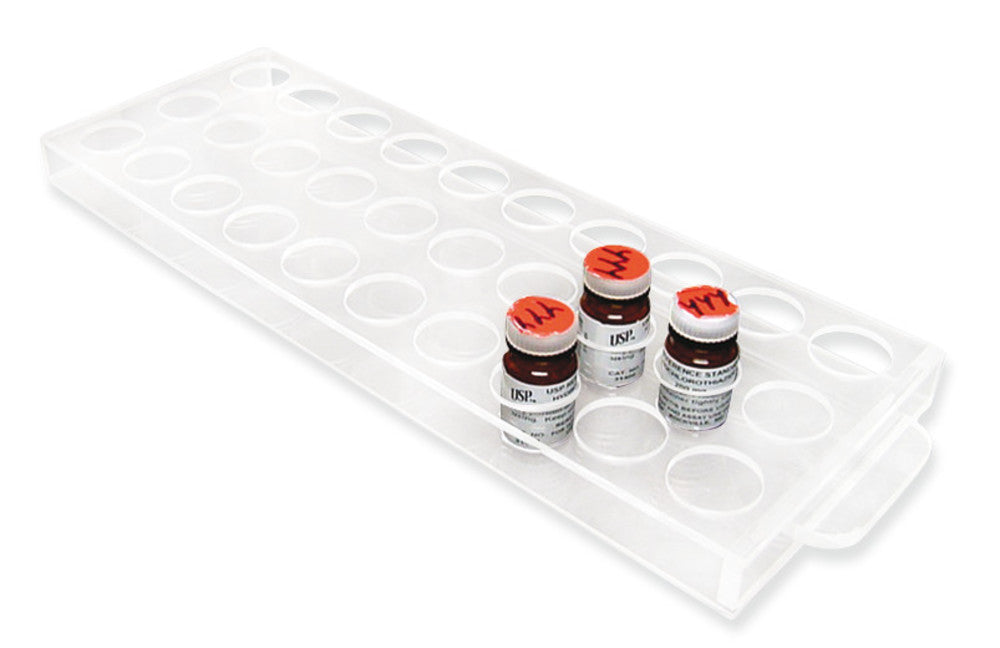Image of Rack for sample vials, acrylic, 30 slots, hole Ø 24 mm, 1 unit(s) - Luminix Health