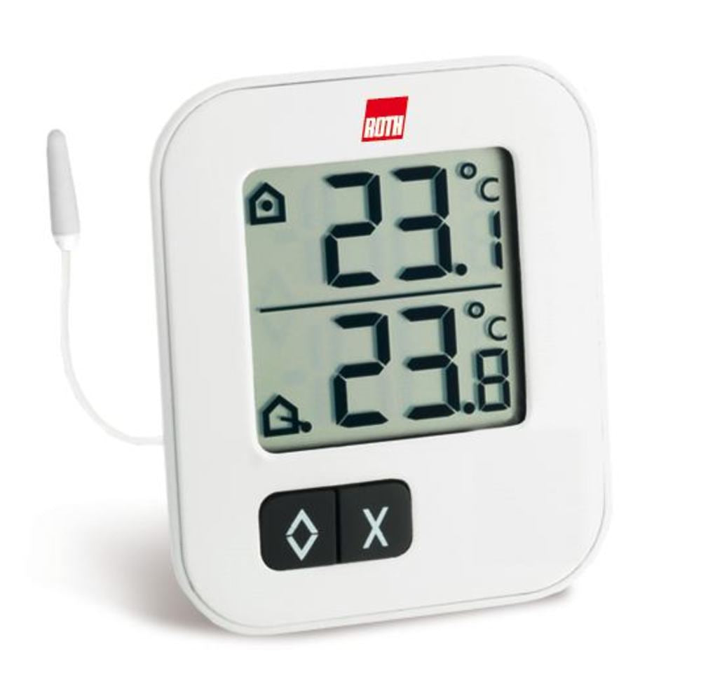 Rotilabo®-indoor/outdoor thermom., white, -10,0 to +50,0 °C/-40,0 to +70,0 °C - Luminix Health