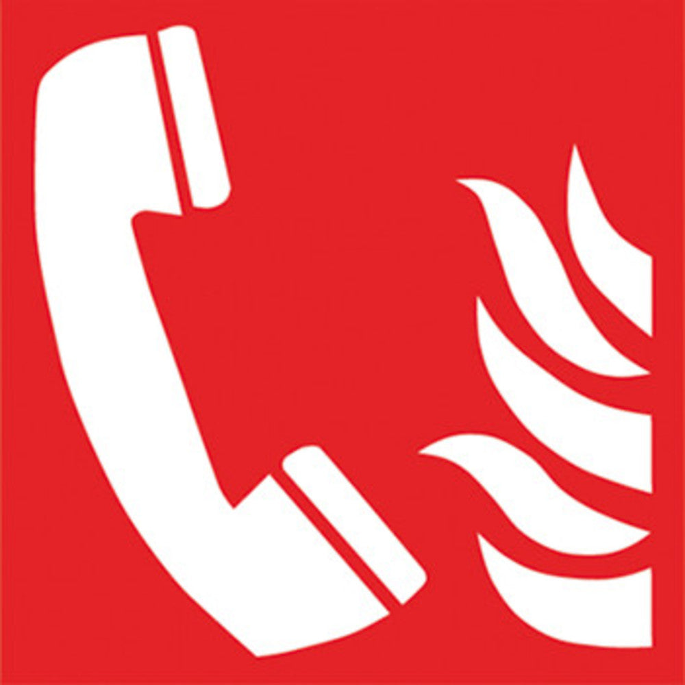 Image of Fire protection sign fire emergency tel., self-adhesive film, W 200 x H 200 mm - Luminix Health