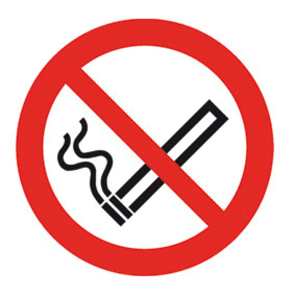 Image of Prohibition sign, self-adhes., no smoking, ISO 7010, Ø 100 mm, 1 unit(s) - Luminix Health