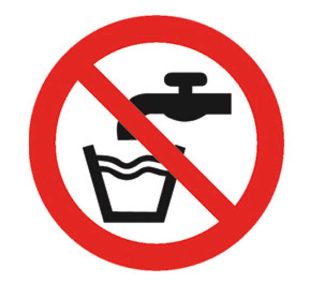 Prohibition sign, self-adhes., not drinking waterr, ISO 7010, Ø 100 mm - Luminix Health