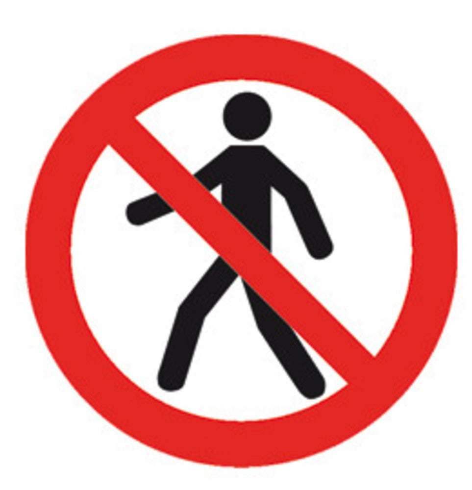 Prohibition sign, self-adhes., no pedestrian access, ISO 7010, 1 unit(s) - Luminix Health