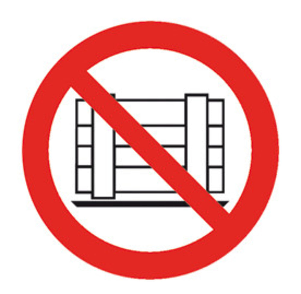 Image of Prohibition sign, self-adhes., no storage permitted, ISO 7010, 1 unit(s) - Luminix Health