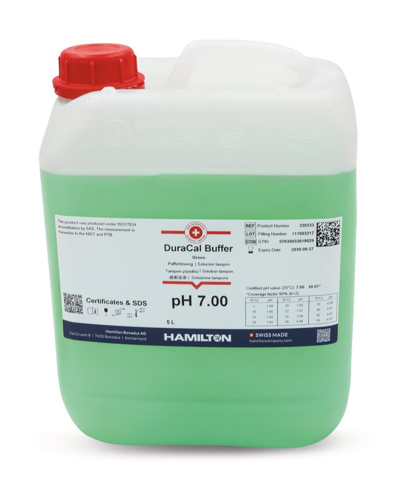 Buffer solution DuraCal pH 7.00 (25 °C) 250 ml, Hamilton, art. 25AY.2