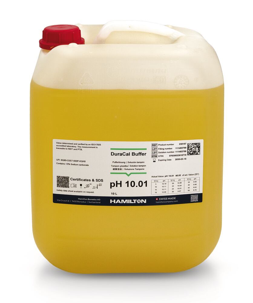 Buffer solution DuraCal pH 10.01 (25 °C) 250 ml, Hamilton, art. 25C1.2