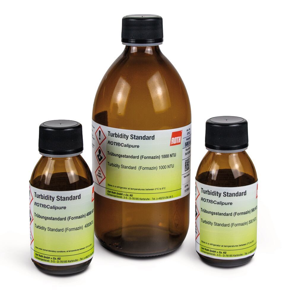 Troebelheidsstandaard ROTI®Calipure 200 NTU, 100 ml glas, Carl Roth, art. 276T.1