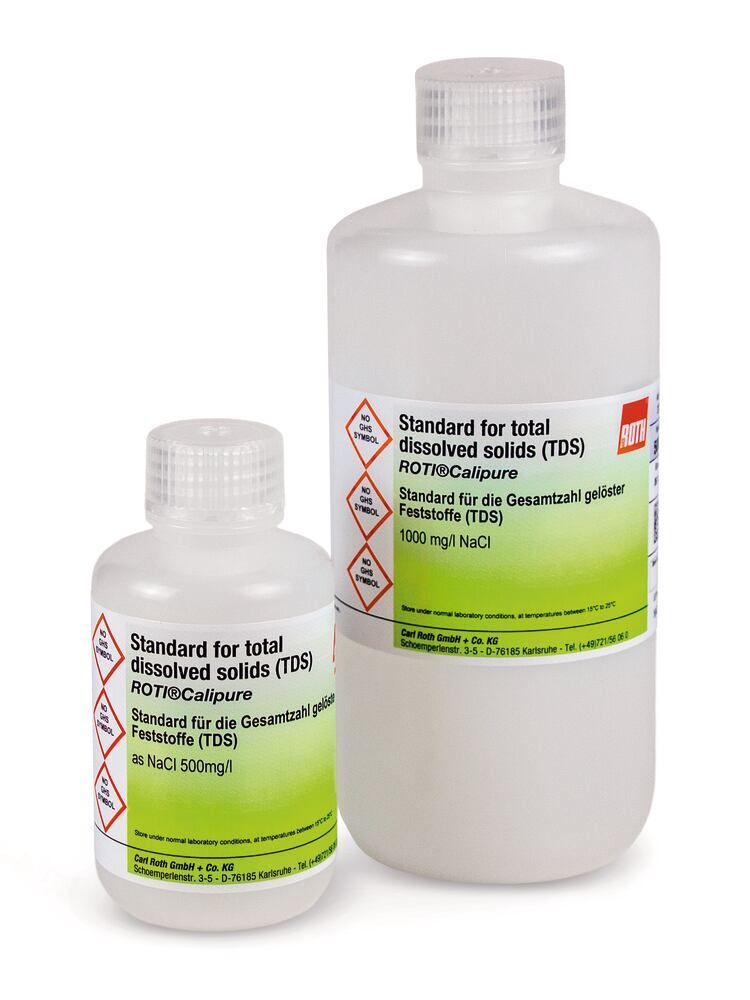 Étalon de solides dissous (TDS) ROTI®Calipure 10 mg/l NaCl, 100 ml, Carl Roth, art. 27AT.1
