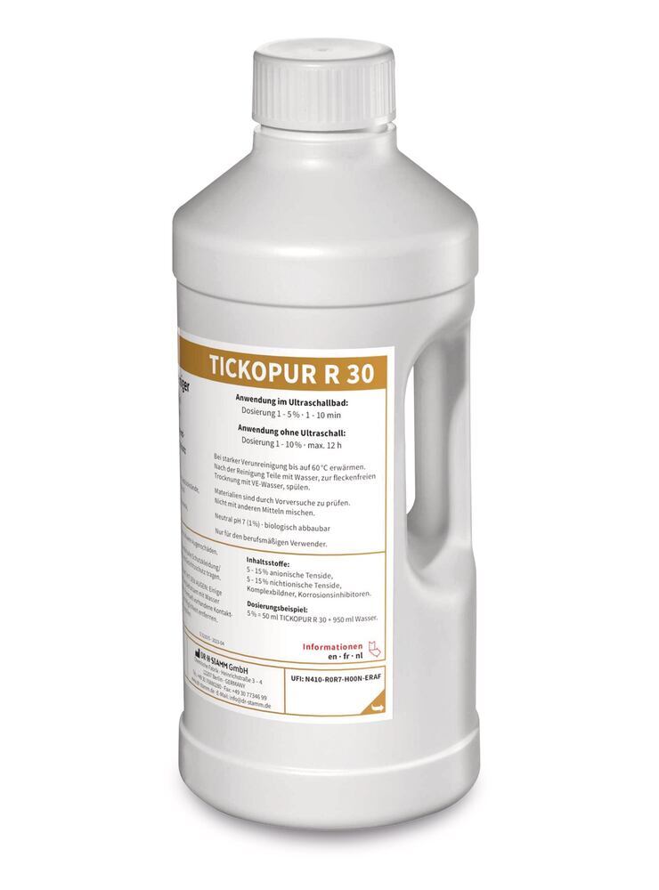 TICKOPUR R 30, ultrasoonreiniger, vloeibaar concentraat, 1 l, Bandelin, art. 29M6.1