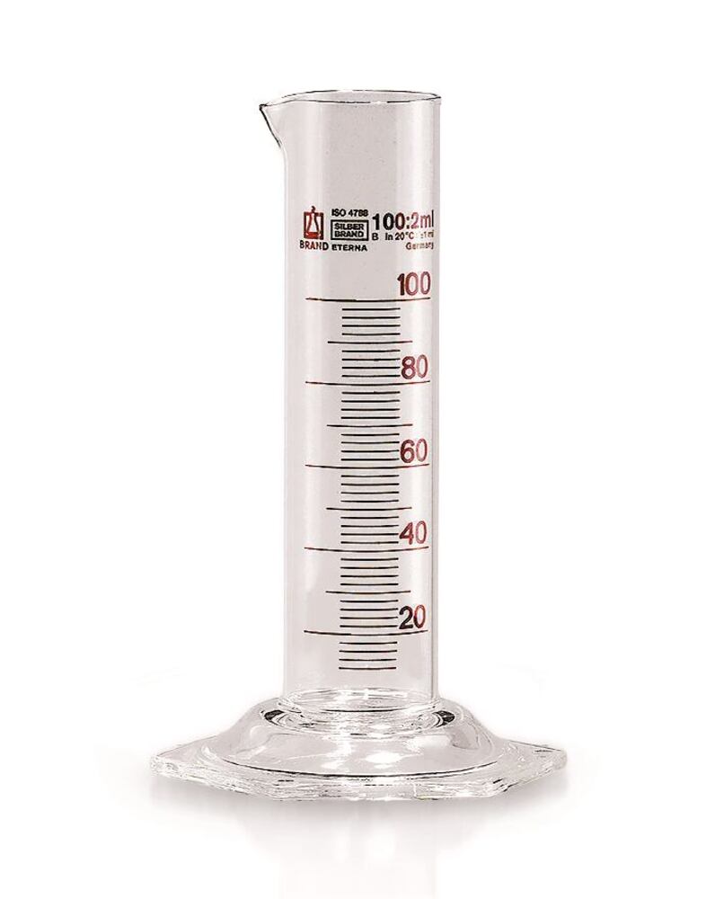 Measuring cylinder low form SILBERBRAND-ETERNA, 500 ml: 10 ml, Boro 3.3, brown graduated — class B, art. 42054