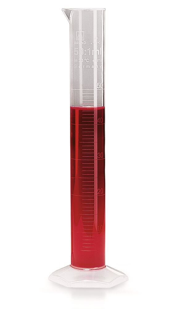 Measuring cylinder, tall form, 2000 ml: 20 ml, PP, raised graduations — 2 ml — class B, Brand, art. 35064