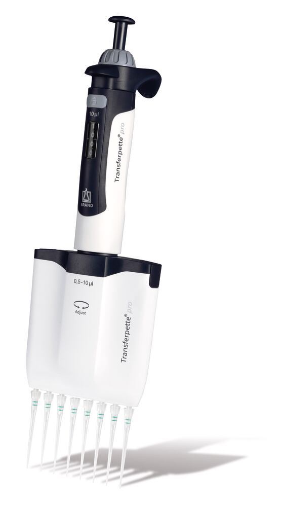 Transferpette® pro-8 variable DE-M, 0.5–10 µl, with accessories, Brand, art. 706900