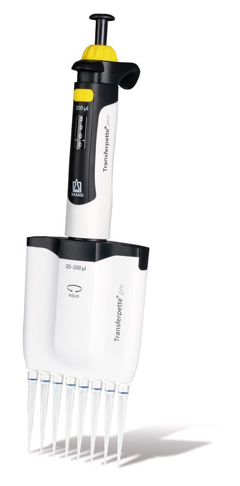 Transferpette pro-8 variable DE-M, 20–200 µl, with accessories, Brand, art. 706910