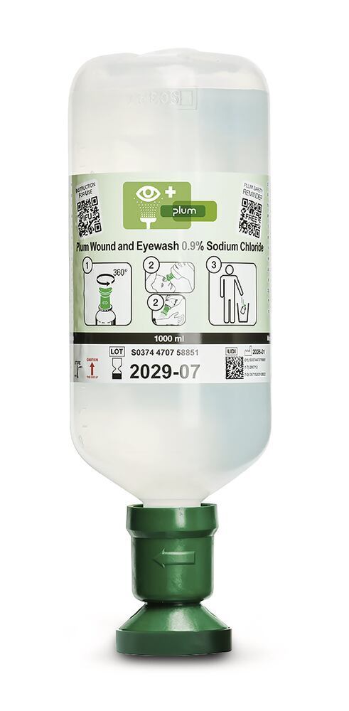 Plum wound and eye wash, 0.9% sodium chloride, 1000 ml bottle