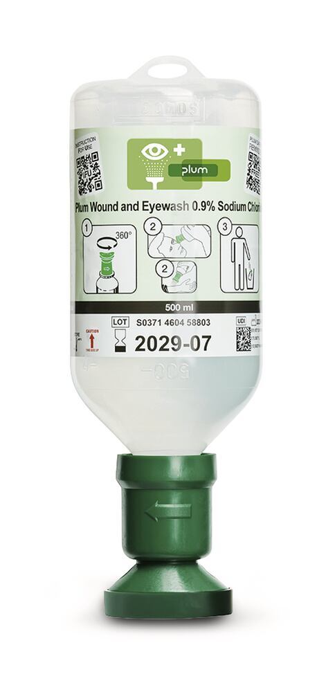 Plum wound and eye wash, 0.9% sodium chloride, 500 ml bottle