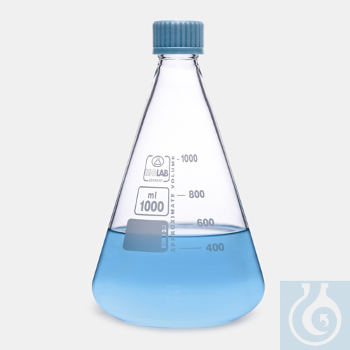 erlenmeyer - glass - clear - screw cap - white scale - 100 ml