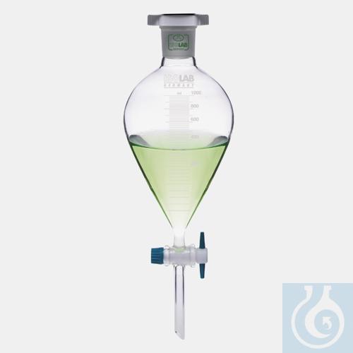 separating funnel - conical - graduated - PTFE stopcock - NS 29/32 - 1000 ml