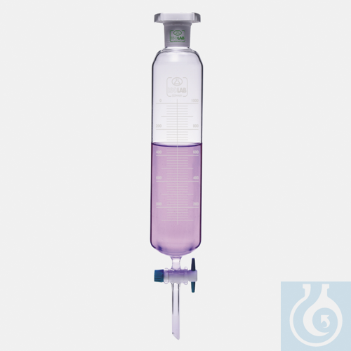 separating funnel - cylindrical - graduated - PTFE stopcock - NS 29/32 - 500 ml