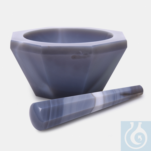 mortar - agate - with pestle - 70 mm - deep form