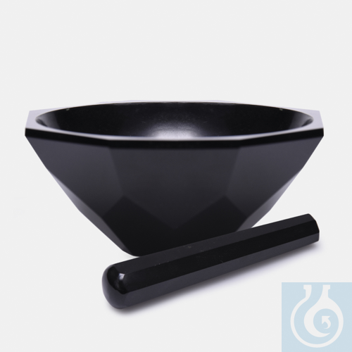 mortar - agate - with pestle - 85 mm - standard form - black