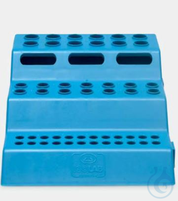 microtube rack - P.P - for 0,2/0,5/1,5 ml tubes - 3 tiers - blue