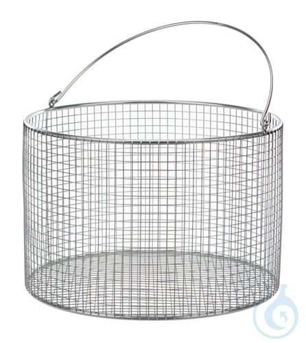 Wire basket 18/10 E-Poli, round, w., handle, D=210mm, H=180mm