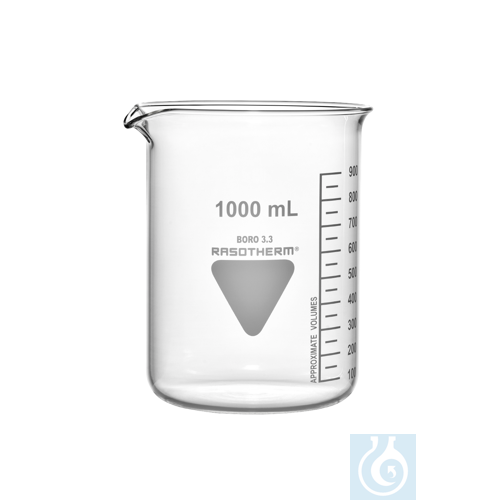 Rasotherm Becherglas niedrige Form mit Ausguss, (Boro 3.3), 800 ml