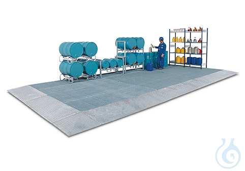 Bunded spill flooring steel galv. grid galv. V=165L, 2000x1000x123