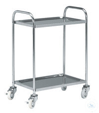 Stainless steel trolley with four castors diam. 125 mm and 2 shelves