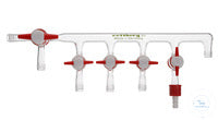 Distributor, connections thread GL 14, 4x PTFE stopcock size 14,5/2,5mm,
