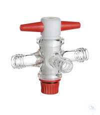 Stopcock, T-bore, PTFE-plug size 18,8/4 mm, connectors thread GL 14