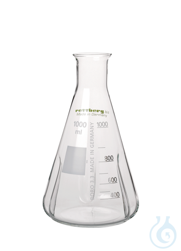 Erlenmeyer flask, 1000 ml, with 3 baffles and beaded rim
