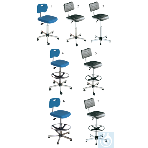 neoChoice Laborstuhl, PU-Schaum schwarz, Höhenverst. 52-65 cm,mit Rollen
