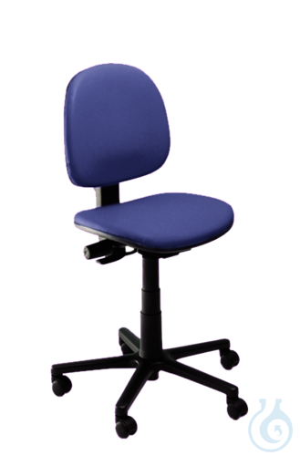 neoChoice Laborstuhl, PVC-Bezug blau, Rollen, höhenverstellbar ca. 47-64 cm