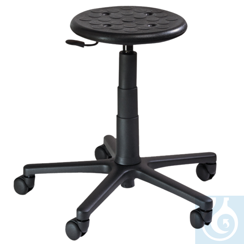 neoChoice Drehhocker für Reinräume, Rundsitz PU-Schaum, mit Rollen, 47-64 cm höh