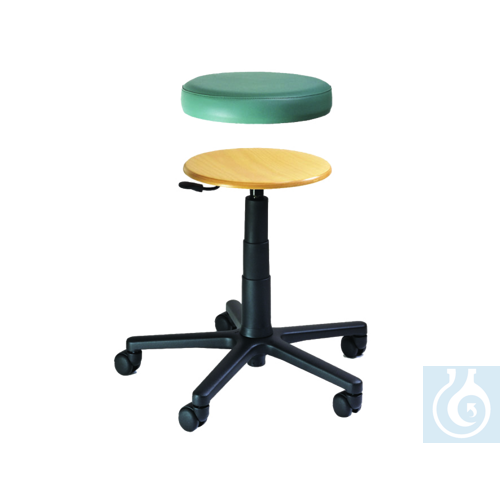 neoChoice Drehhocker Sitz Buche, Höhenverstellung ca. 47-64 cm, Rollen