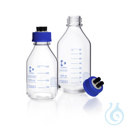 DURAN® GL 45 HPLC Bottle, clear, with HPLC screw cap and 4 tubing connectors