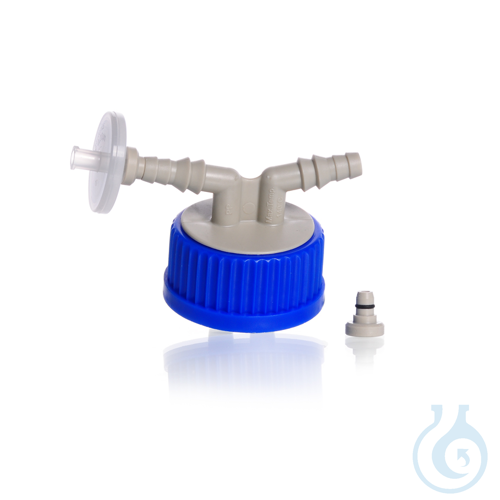 DURAN® GL 45 Bottle Connection Cap, PP, blue, with 2-ports