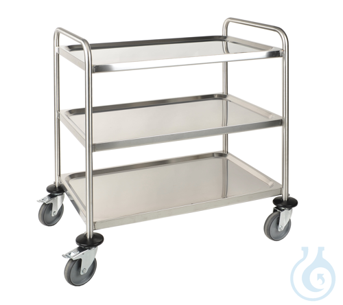 Laboratory cart, 18/10 Steel, 3 plates