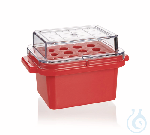Mini cooler, PC, for 12 tubes 0,5-2,0 ml, bench temp.maintained 0°C time 60 min.