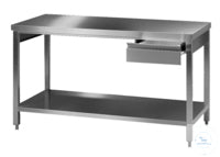 Laboratory worktable (1) 18/10 steel, 2500x750x750mm