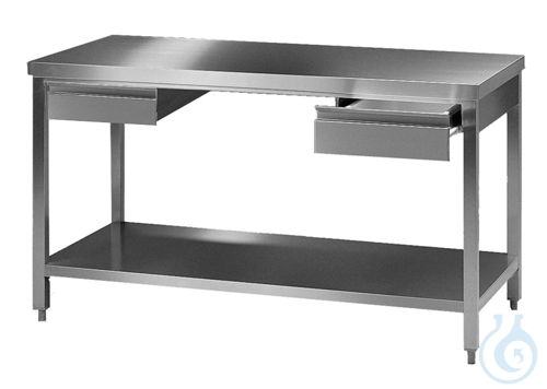 Laboratory worktable (2) 18/10 steel, 2000x750x750mm