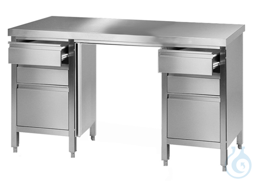 Laboratory worktable (4) 18/10 steel, 2000x750x750mm
