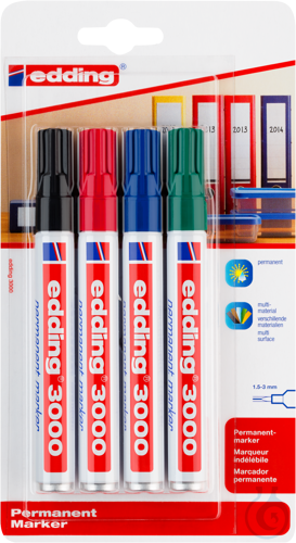 neoChoice 3000 Permanentmarker, 4er Set, Strichbreite 1,5-3mm