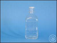 Square screw top bottle, clear glass, GL 32, 250 ml