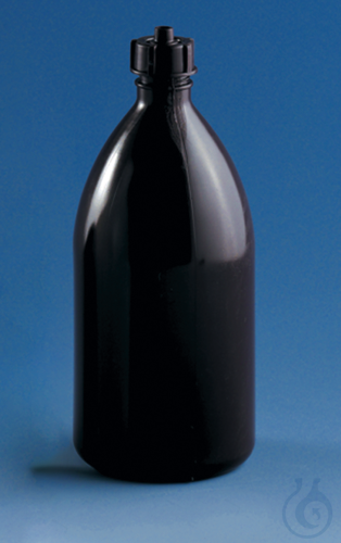 Bottle PE-LD narrow neck Schilling bur., 1000 ml GL 28 amber opaque lead-through